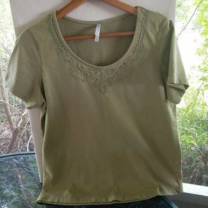 Women's White Stag Embroidered Blouse Sz L